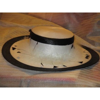 Black and White Broad Rimmed Hat  's Church/Dress Hat  One Size  eb-48028815